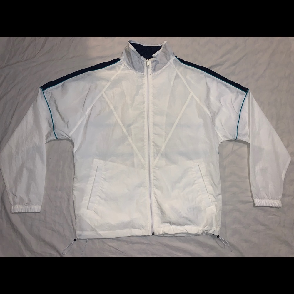 White Retro Windbreaker